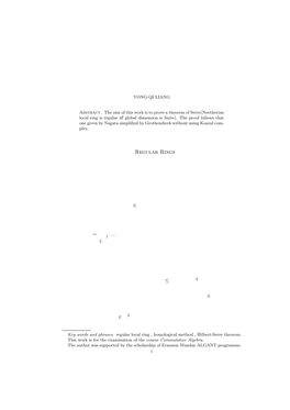 Hilbert-Serre Theorem on Regular Noetherian Local Rings