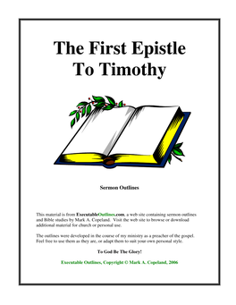 The First Epistle to Timothy