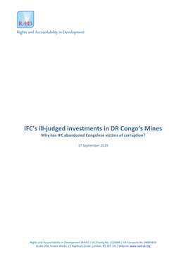 IFC's Ill-Judged Investments in DR Congo's Mines