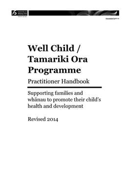 Well Child/Tamariki Ora Practitioner Handbook 2013