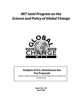 Analysis of US Greenhouse Gas Tax Proposals