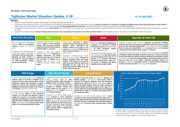 Tajikistan Market Situation Update, # 28 12-16 July 2021