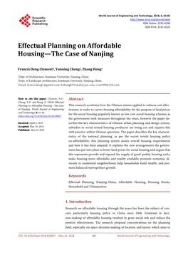 Effectual Planning on Affordable Housing—The Case of Nanjing