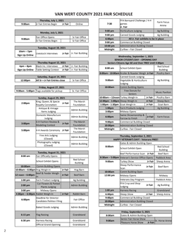 Van Wert County 2021 Fair Schedule