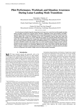 Pilot Performance, Workload, and Situation Awareness During Lunar Landing Mode Transitions