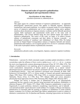 Scales and Patterns of Expressive Palatalization