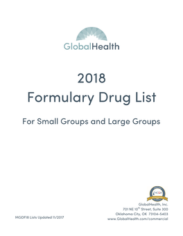 2018 Formulary Drug List