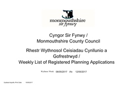 Cyngor Sir Fynwy / Monmouthshire County Council Rhestr Wythnosol