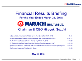 Financial Results Briefing for the Year Ended March 31, 2018