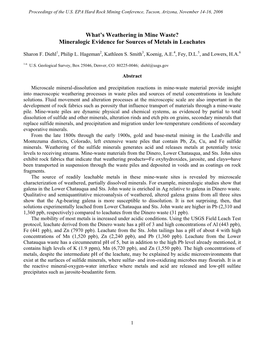 What's Weathering in Mine Waste? Mineralogic Evidence for Sources