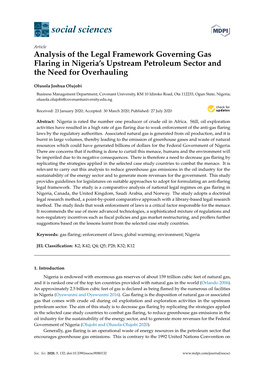 Analysis of the Legal Framework Governing Gas Flaring in Nigeria's