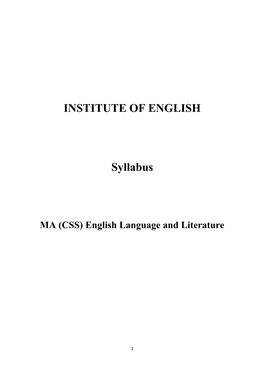 Syllabus of MA(CSS) English Language and Literature