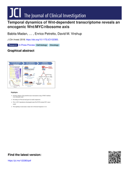 Temporal Dynamics of Wnt-Dependent Transcriptome Reveals an Oncogenic Wnt/MYC/Ribosome Axis