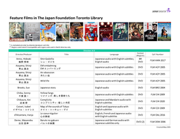 Feature Films in the Japan Foundation Toronto Library