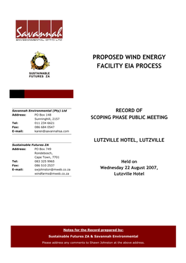 Proposed Wind Energy Facility Eia Process