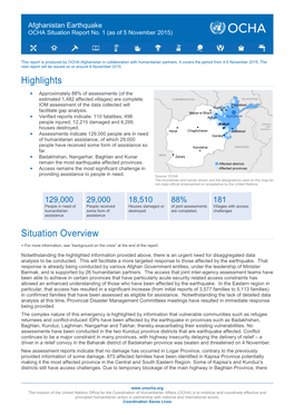 Highlights Situation Overview