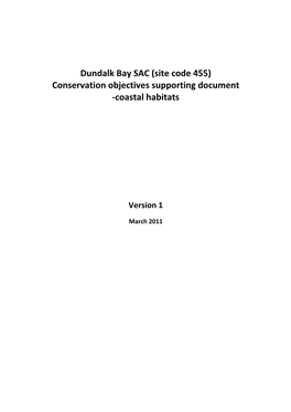 Dundalk Bay SAC (Site Code 455) Conservation Objectives Supporting Document ‐Coastal Habitats