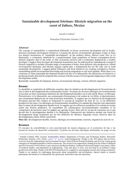 Sustainable Development Frictions: Lifestyle Migration on the Coast of Jalisco, Mexico