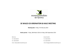 Se Wales Co-Ordinaton & Hauc Meeting