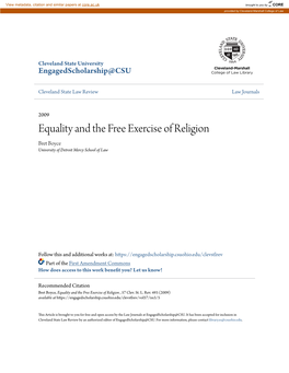 Equality and the Free Exercise of Religion Bret Boyce University of Detroit Mercy School of Law