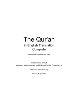 The Qur'an in English Translation Complete