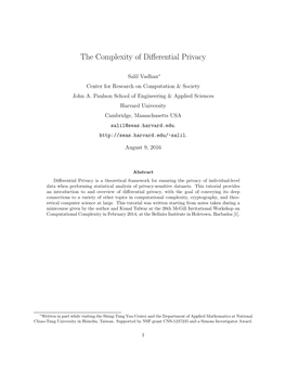 The Complexity of Differential Privacy