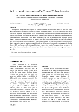 An Overview of Macrophytes in the Tropical Wetland Ecosystem