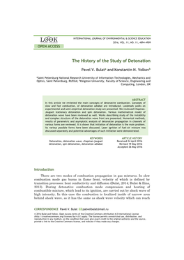 The History of the Study of Detonation