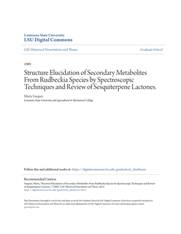 Structure Elucidation of Secondary Metabolites from Rudbeckia Species by Spectroscopic Techniques and Review of Sesquiterpene Lactones