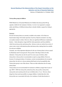 1 Tetracycline Group in Children WHO Model List of Essential Medicines