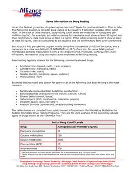 Drug Testing Cutoff Levels Are Measured in Nanograms Per Milliliter (Ng/Ml)