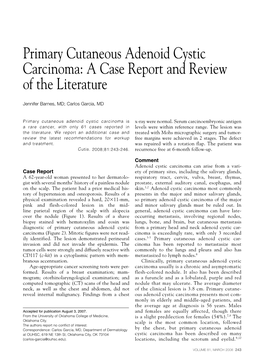 Primary Cutaneous Adenoid Cystic Carcinoma: a Case Report and Review of the Literature