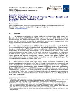 Impact Evaluation of Small Towns Water Supply and Sanitation Sector Project in Nepal March 2017