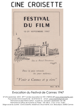 Evocation Du Festival De Cannes 1947