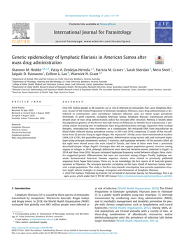 Genetic Epidemiology of Lymphatic Filariasis in American Samoa After