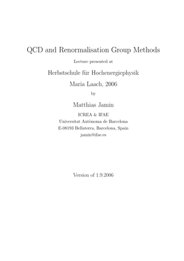 QCD and Renormalisation Group Methods