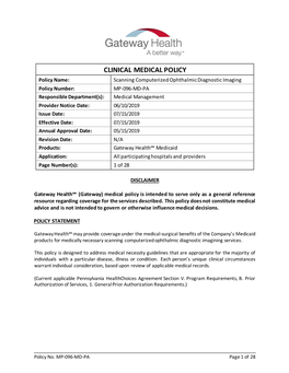 Clinical Medical Policy
