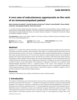 A Rare Case of Subcutaneous Zygomycosis on the Neck of an Immunocompetent Patient