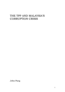 The Tpp and Malaysia's Corruption Crisis