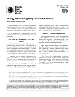Energy Efficient Lighting for Florida Homes (PDF)