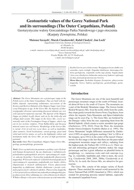 Geotouristic Values of the Gorce National Park and Its Surroundings