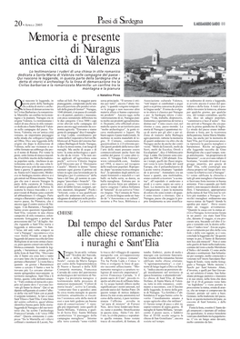 Memoria E Presente Di Nuragus Antica Città Di Valenza