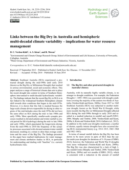 Links Between the Big Dry in Australia and Hemispheric Multi-Decadal Climate Variability – Implications for Water Resource Management