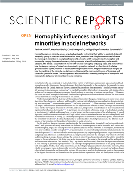 Homophily Influences Ranking of Minorities in Social Networks