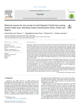 Maternal Reasons for Non-Receipt of Valid Hepatitis B Birth Dose Among