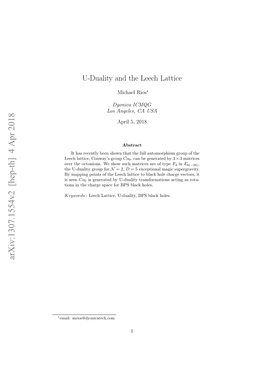 U-Duality and the Leech Lattice