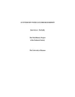 An Interview with Gaylord Richardson