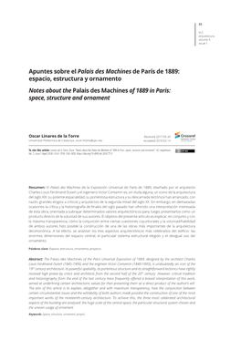 Apuntes Sobre El Palais Des Machines De París De 1889