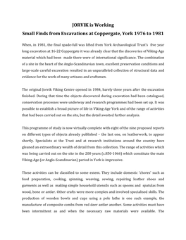 Small Finds from Excavations at Coppergate, York 1976 to 1981