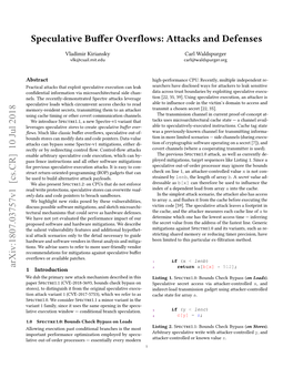 Speculative Buffer Overflows: Attacks and Defenses